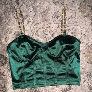 SHEIN green silky crop top